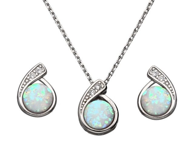 Silver Jewelry Set Length 43+3 Opal Op17