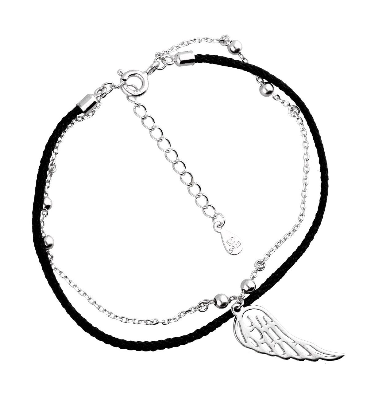 Silver Bracelet Black Wings