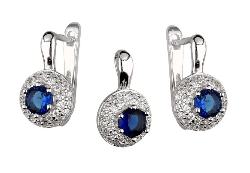 Silver Jewelry Set Sapphire