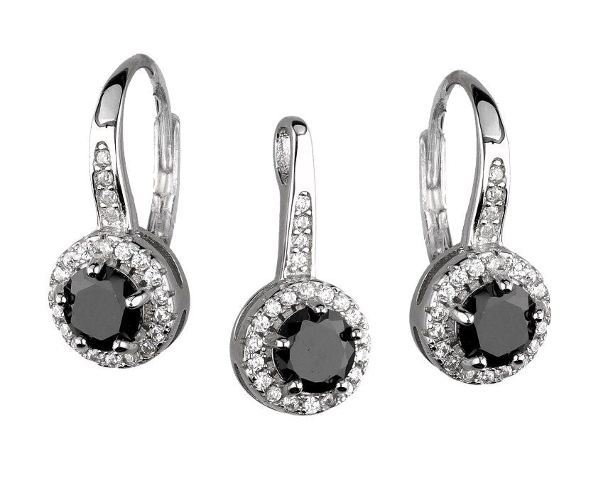 Silver Jewelry Set Black