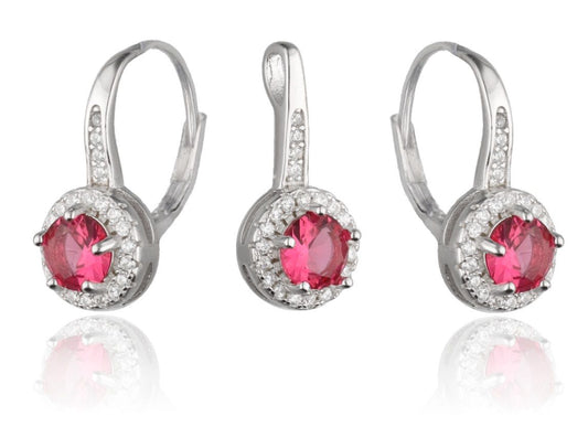 Silver Jewelry Set Ruby