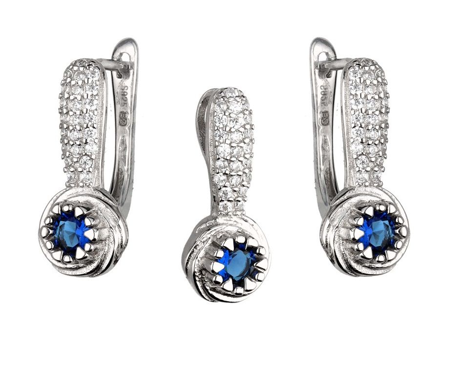 Silver Jewelry Set Sapphire