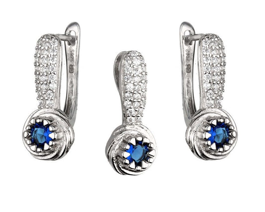 Silver Jewelry Set Sapphire