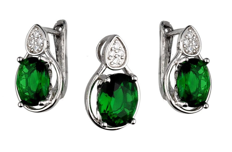 Silver Jewelry Set Emerald