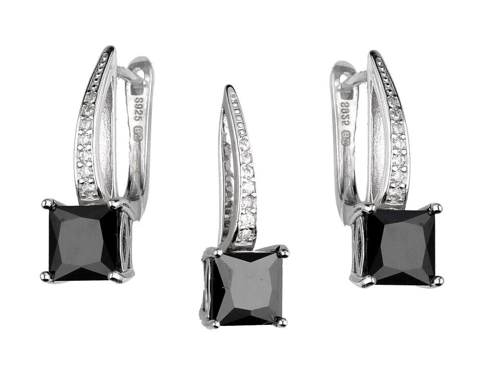 Silver Jewelry Set Black