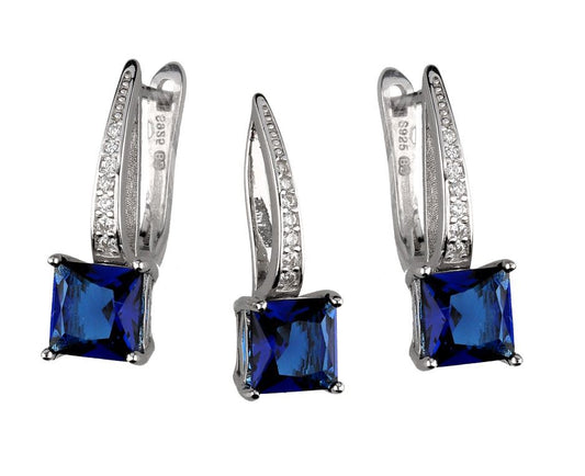 Silver Jewelry Set Sapphire