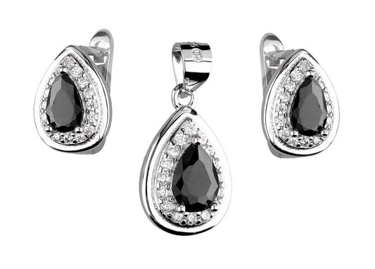 Silver Jewelry Set Black