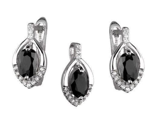 Silver Jewelry Set Black Main Part