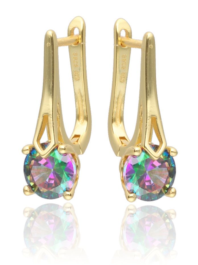 Silver Earrings Vitrail Mian Cz Gold Plated