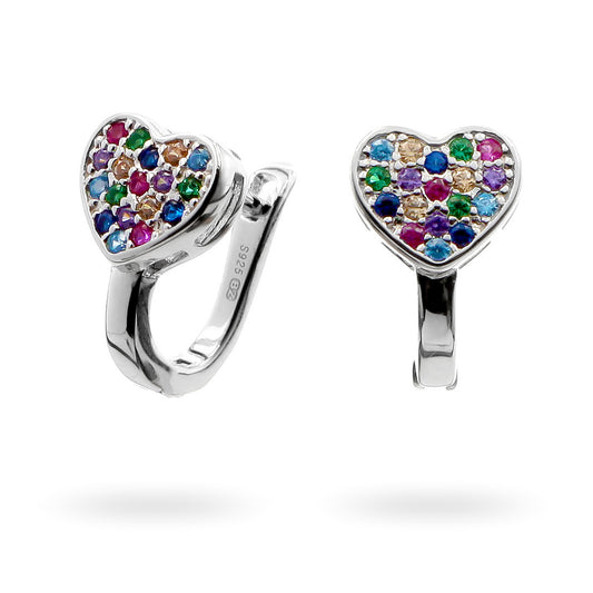 Silver Earrings Mix Color Part Heart