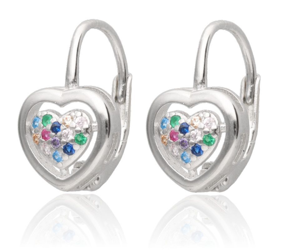 Silver Earrings Mix Color Part Heart English