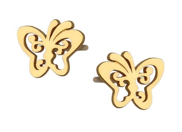 Silver Earrings Gold Plated Butterfly