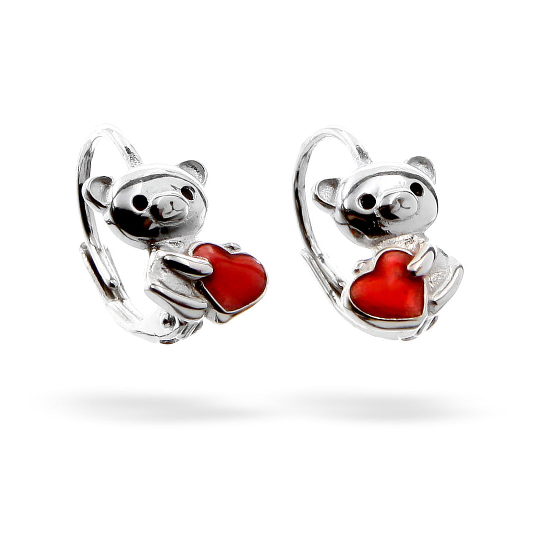 Silver Earrings Teddy Bear Kids English