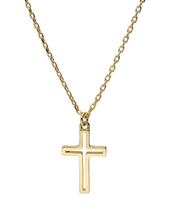 Silver Necklace 43+3cm Gold Plated Cross