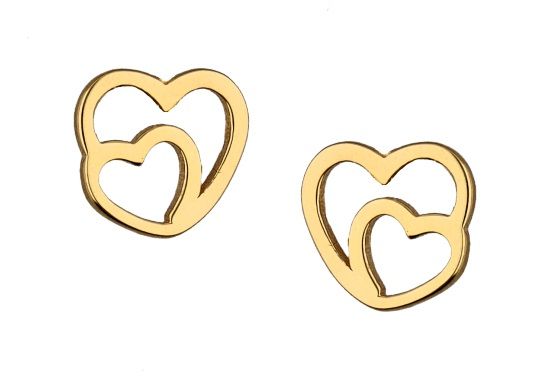 Silver Earrings Gold Plated Heart