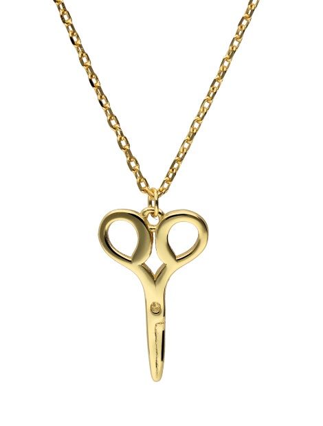 Silver Necklace 43+3 Gold Plated Scissors