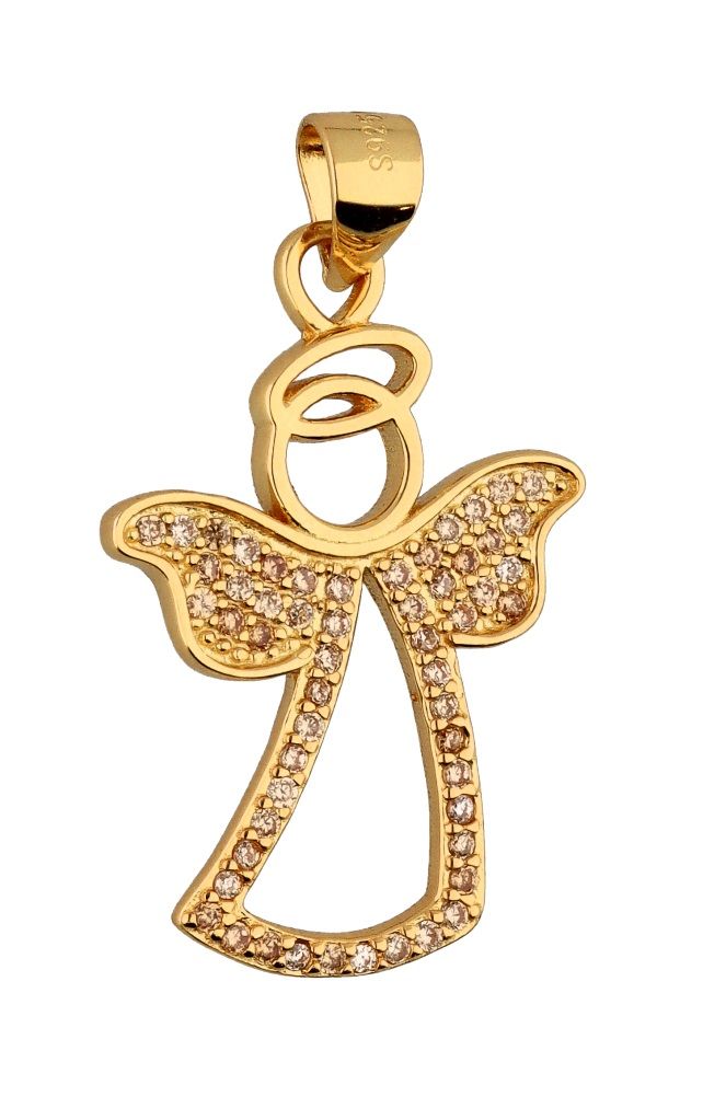 Silver Pendant Champagne Gold Plated Angel