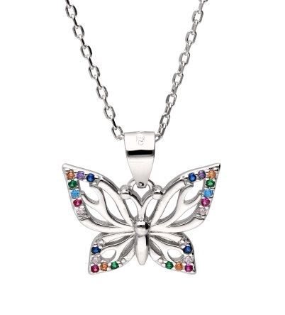 Silver Necklace 43+3 Butterfly