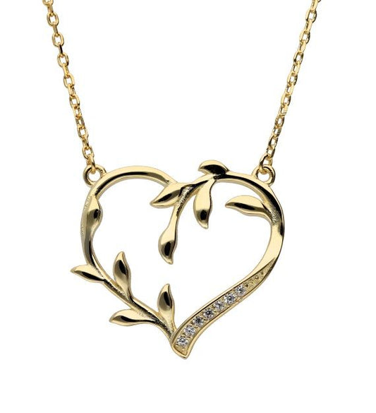 Silver Necklace 43+3 Gold Plated Heart