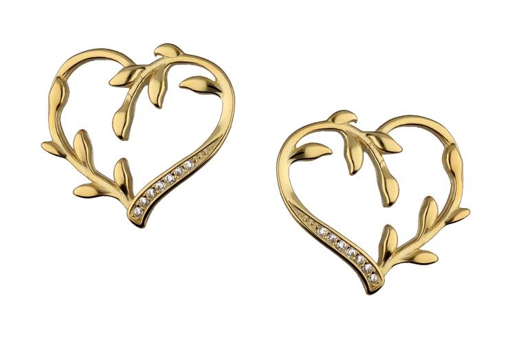 Silver Earrings Gold Plated Heart