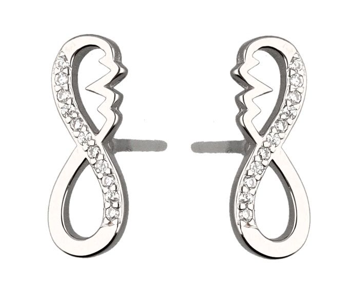 Silver Earrings Infinity Heartbeat