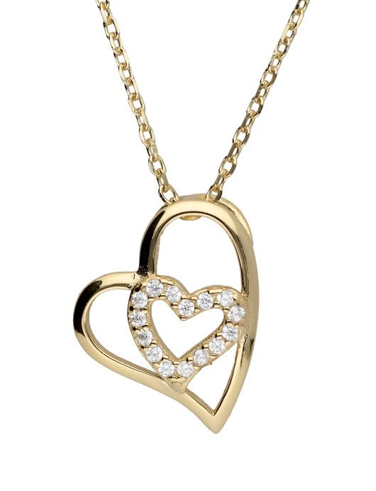 Silver Necklace Gold Plated Heart