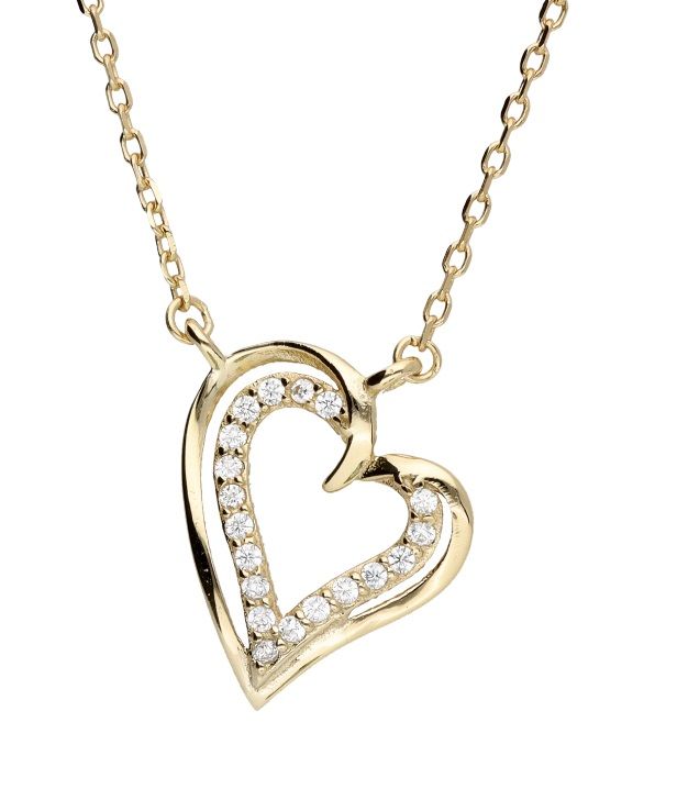 Silver Necklace Gold Plated Heart