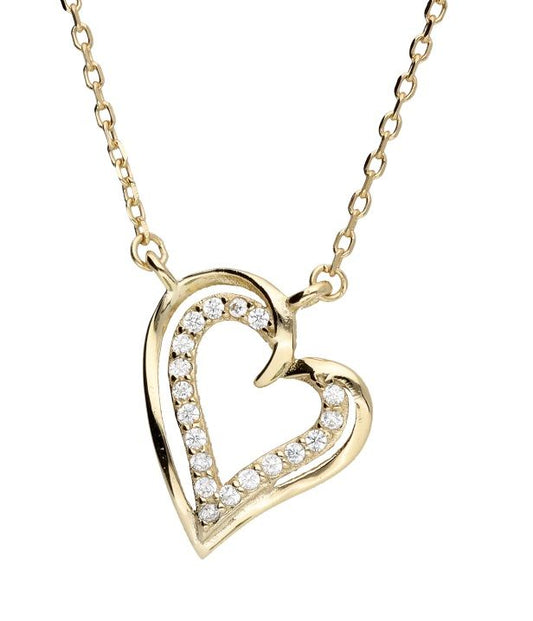 Silver Necklace Gold Plated Heart