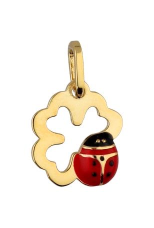 Silver Pendant Gold Plated Ladybug Clover