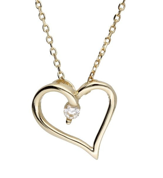 Silver Necklace Gold Plated Heart