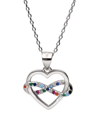 Silver Necklace 43+3 Infinity Heart