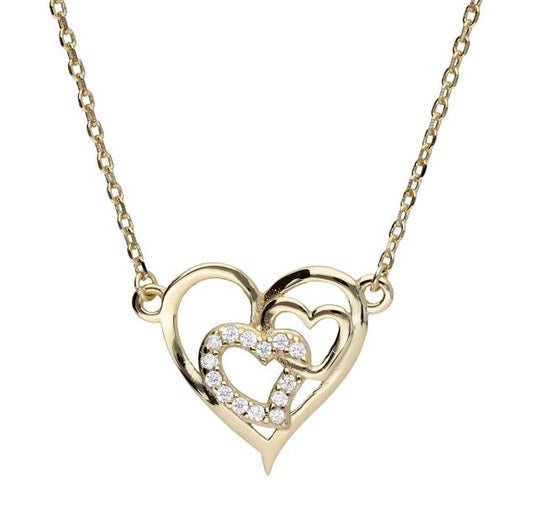 Silver Necklace Gold Plated Heart