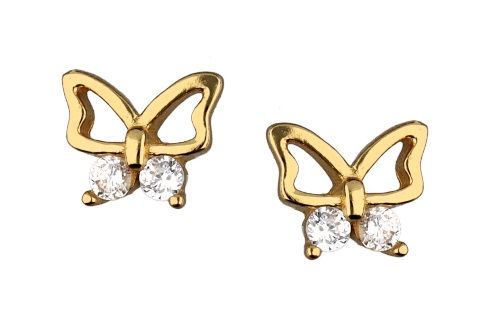 Silver Earrings Gold Plated Butterfly