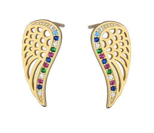 Silver Earrings Gold Plated Wings