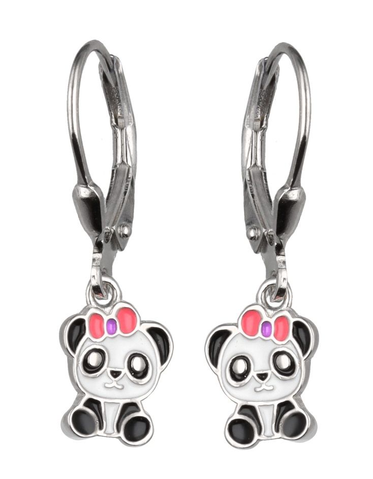 Silver Earrings Panda Kids Eng.Long