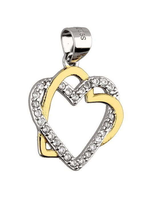 Silver Pendant Rhodium&Gold Heart