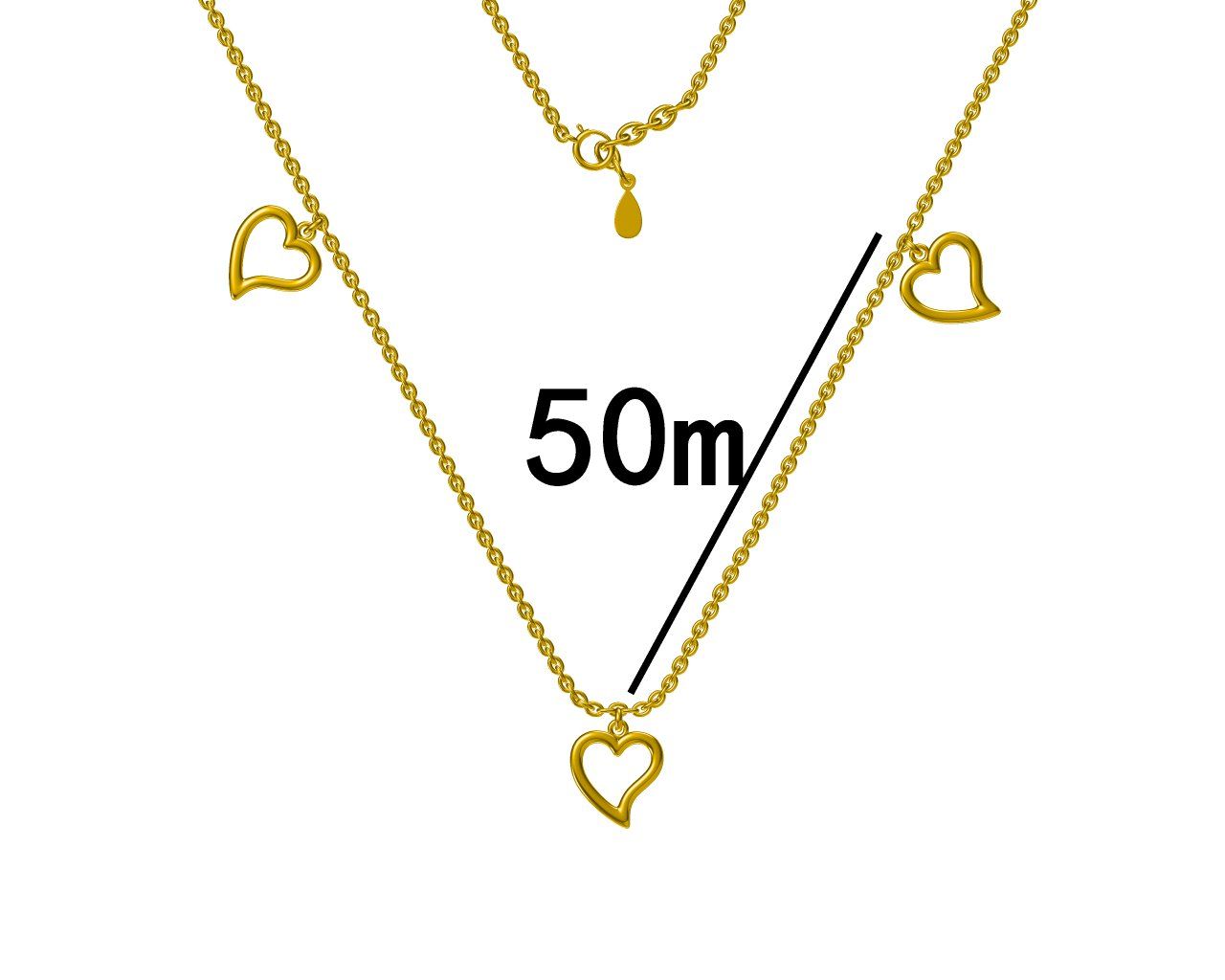 Silver Necklace Heart Lqb0771 Gold Plated