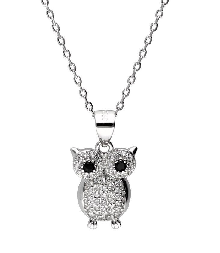 Silver Necklace Owl