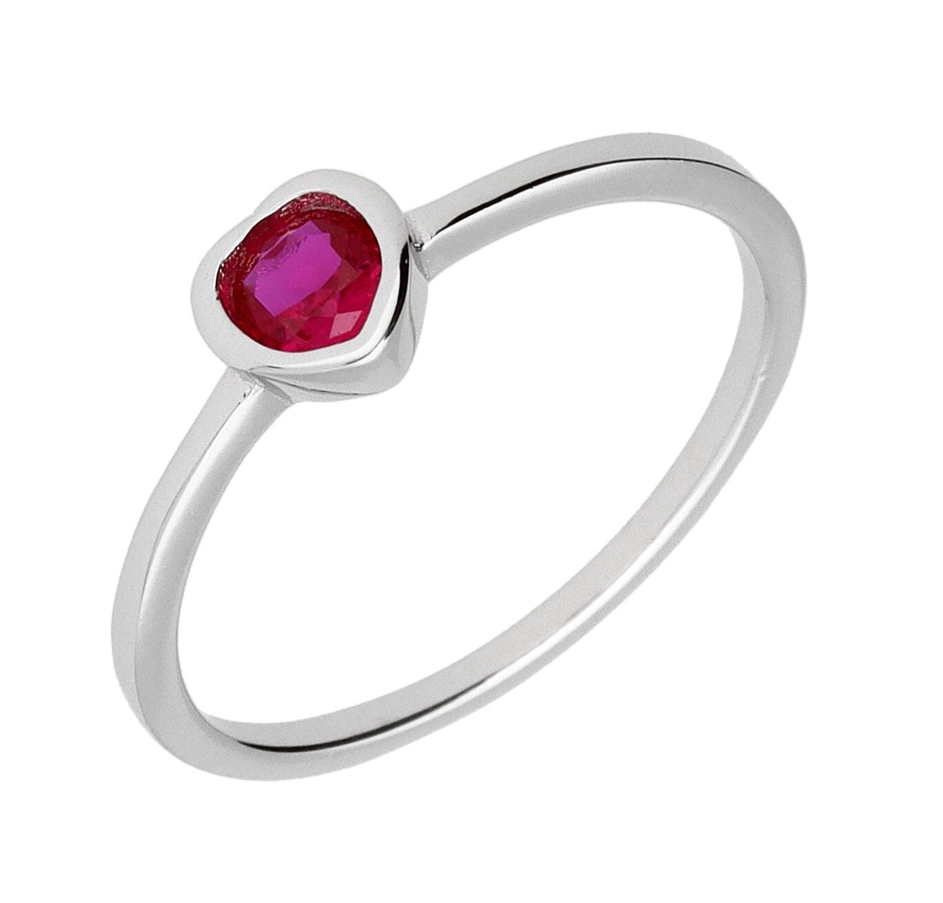 Silver Ring Us Size #6 #6.5 #7 #7.5 #8 Ruby ​​Heart