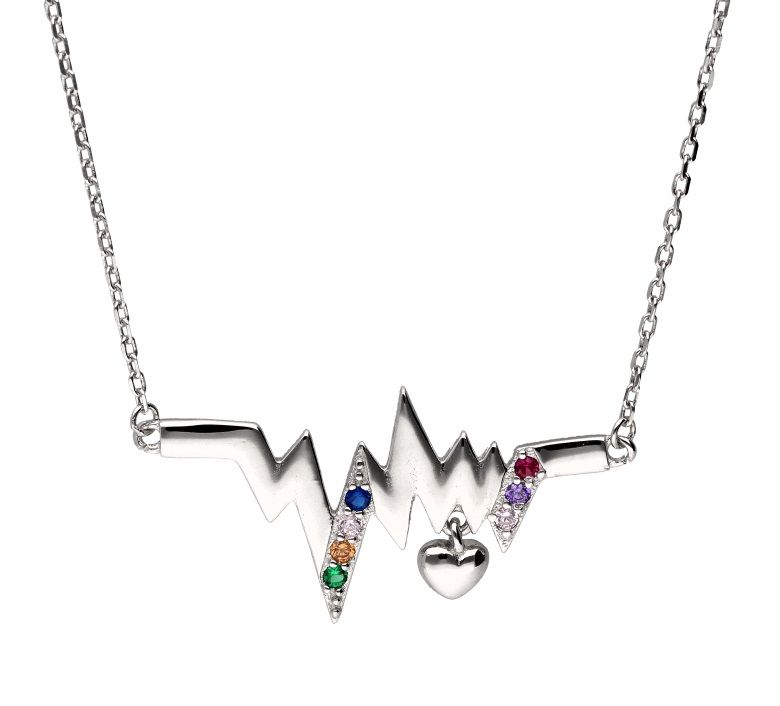 Silver Necklace Heartbeat