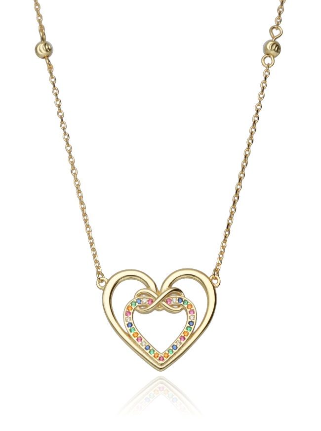 Silver Necklace 43+3 Gold Plated Heart