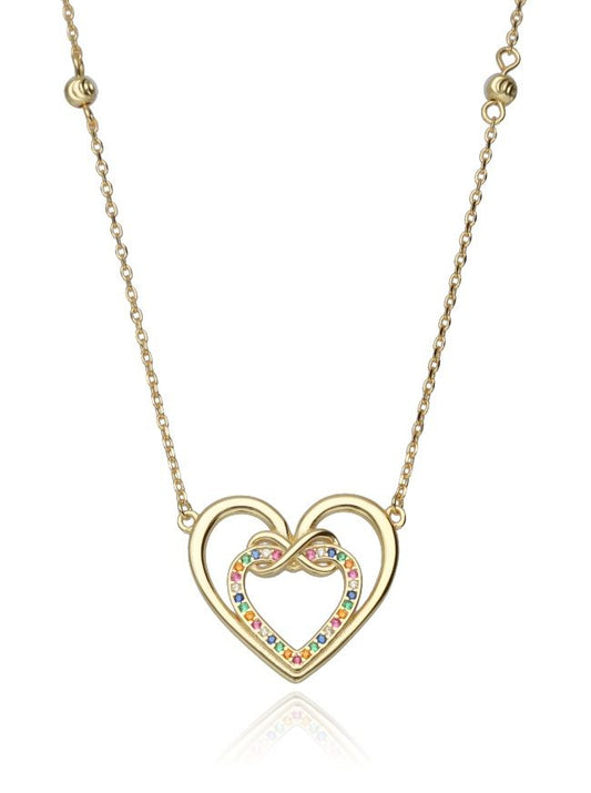 Silver Necklace 43+3 Gold Plated Heart