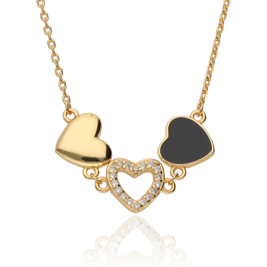 Silver Necklace xxx Gold Plated Heart