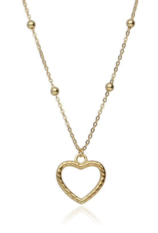 Silver Necklace Gold Plated Heart