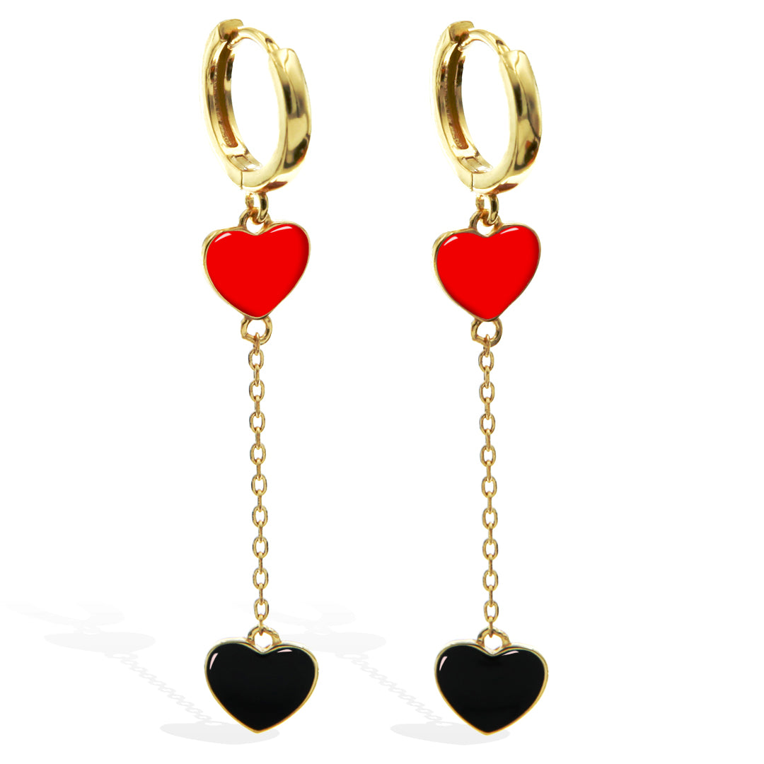 Silver Earrings Gold Plated Heart