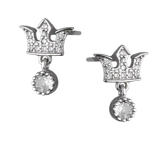 Silver Earrings Crown