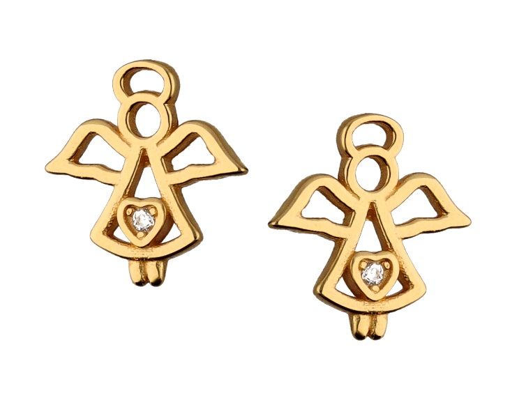 Silver Earrings Angel Kids Gold Plated