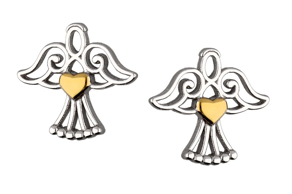 Silver Earrings Angel Kids Rhodium&Gold