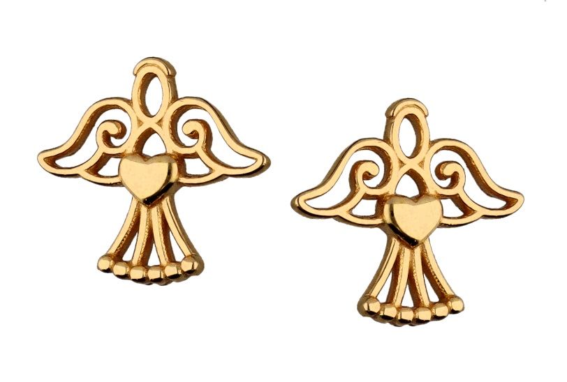 Silver Earrings Angel Kids Gold Plated