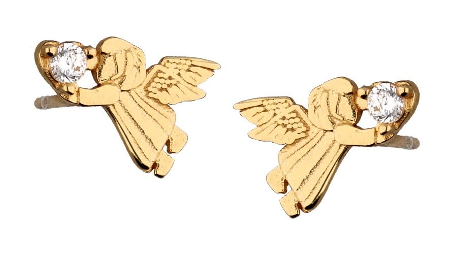 Silver Earrings Angel Kids Gold Plated